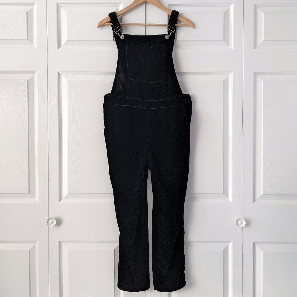 Free People Black Velvet Overalls | Size 27